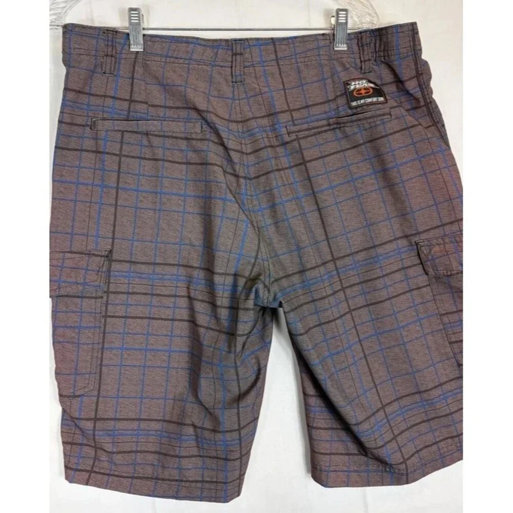 No Fear Performance Thread Collective Y2K Cargo Shorts Red Blue Plaid Men’s 34